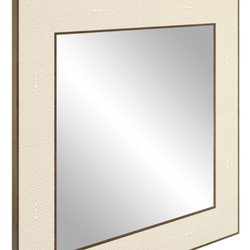 DI Designs Hampton Mirror Small Square in Ivory Shagreen