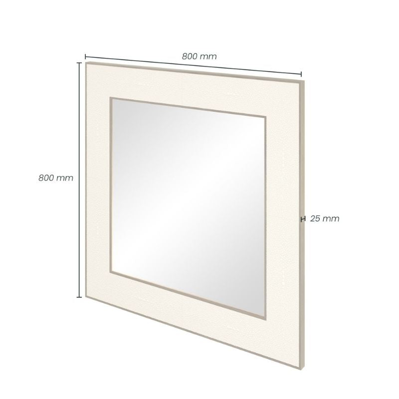 DI Designs Hampton Mirror Small Square in Ivory Shagreen