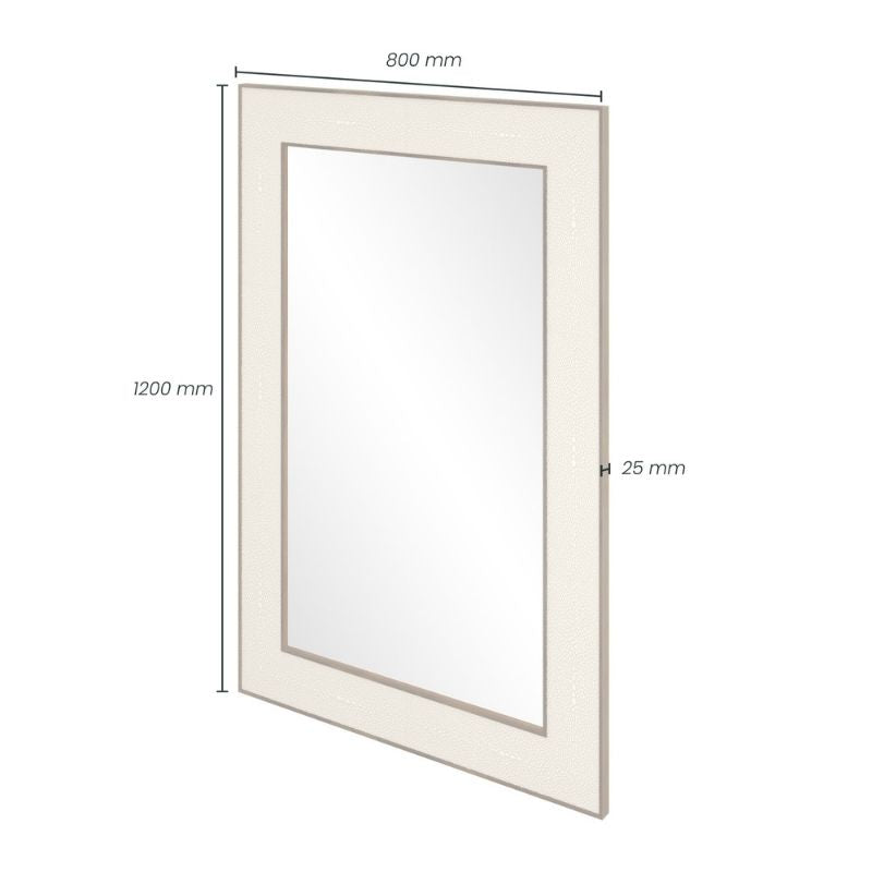 DI Designs Hampton Mirror Small Rectangular in Ivory Shagreen