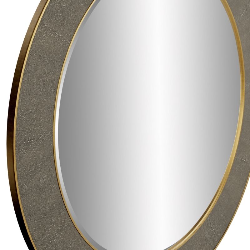 DI Designs Hampton Mirror Round in Grey Shagreen