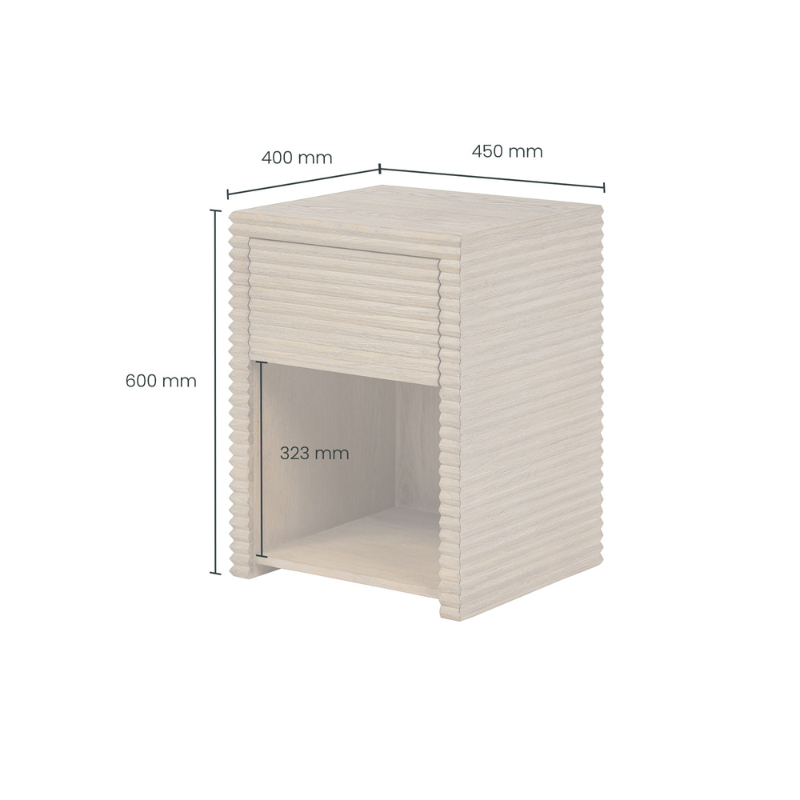 DI Design Wickham Ribbed Oak Bedside 1 Drawer