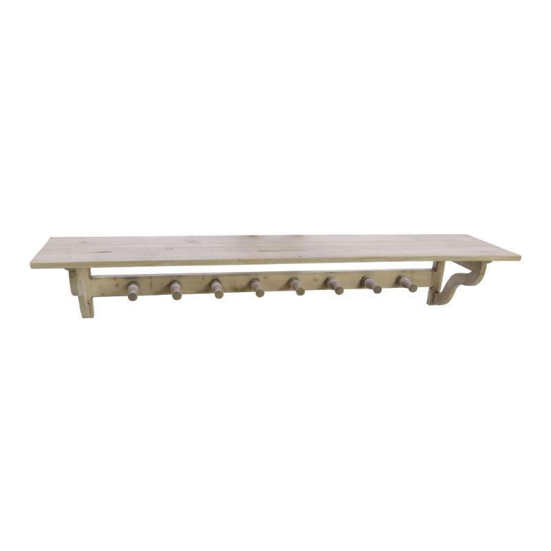 Avelor Vintage Bleached Mahogany Wall Coat Rack with Shelf