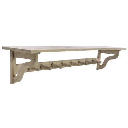 Avelor Vintage Bleached Mahogany Wall Coat Rack with Shelf