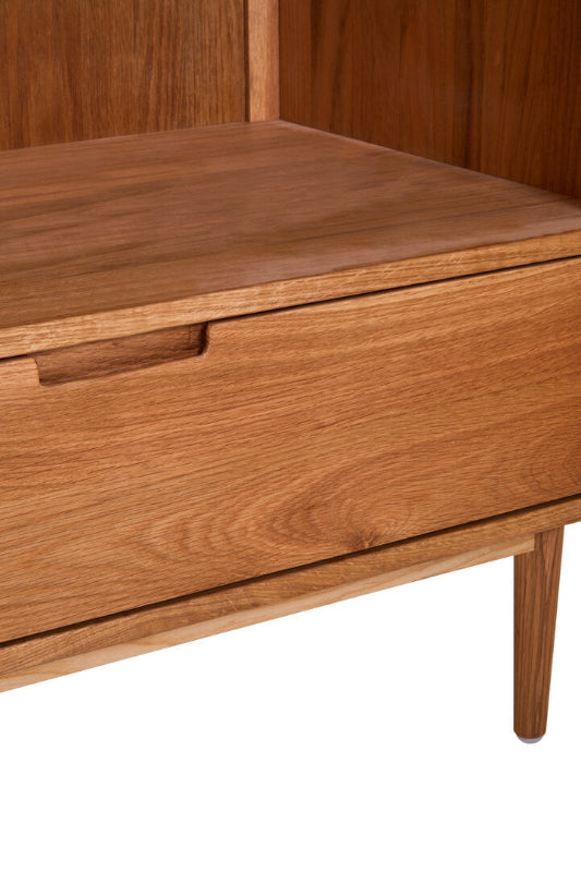 Wooden drawer with a white background