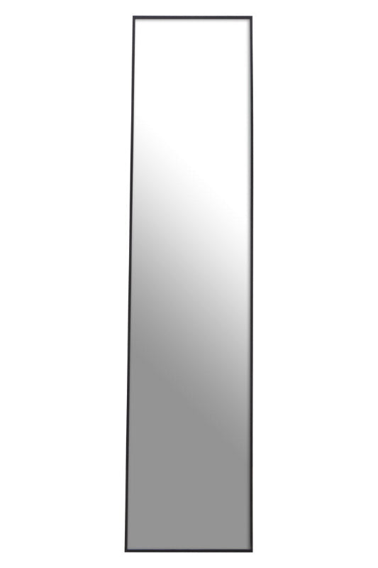 Rectangular mirror with black frame on white background