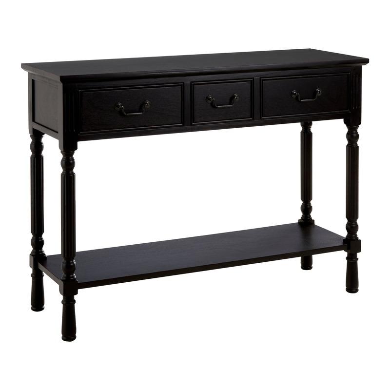 Ardela & Co Hearth Three Drawer Vintage Black Console Table