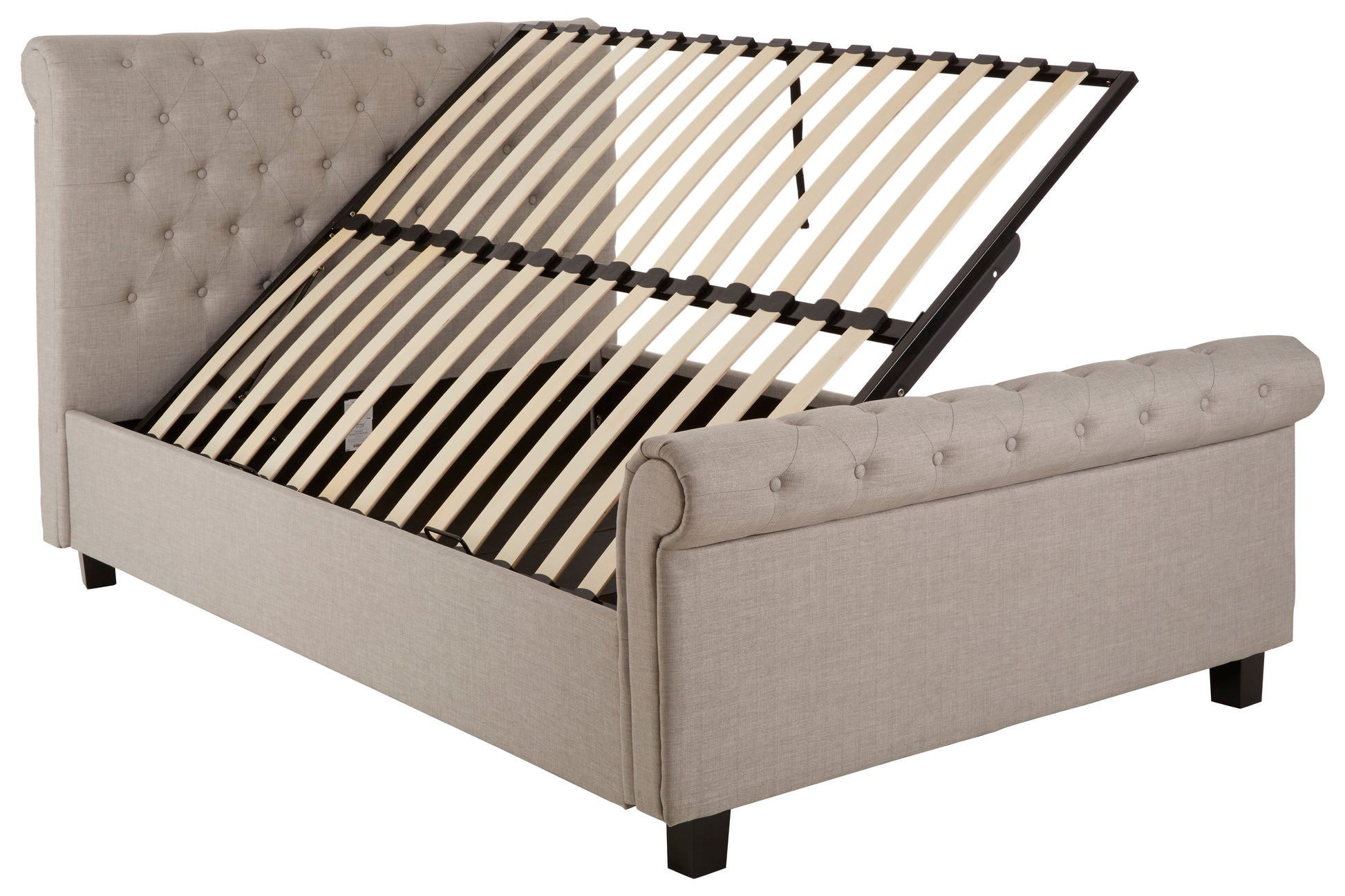Ardela & Co Oriane Light Grey Ottoman Double Bed