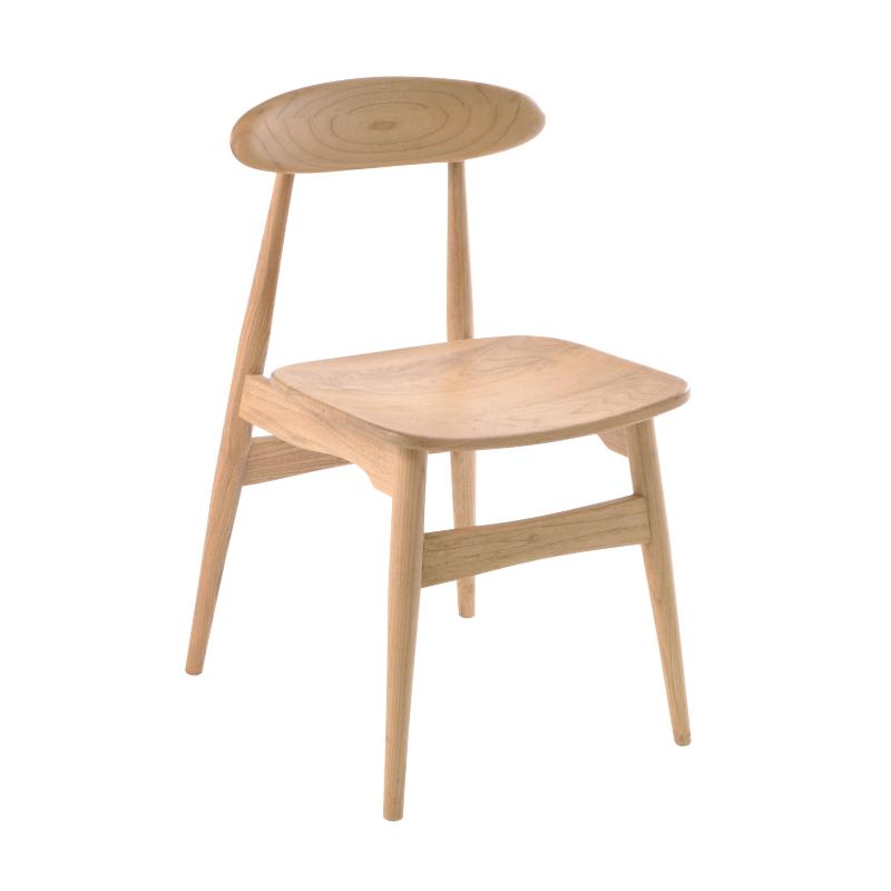 A light natural wood dining chair with a rounded oval backrest, a square seat, and four tapered legs, shown against a plain white background.