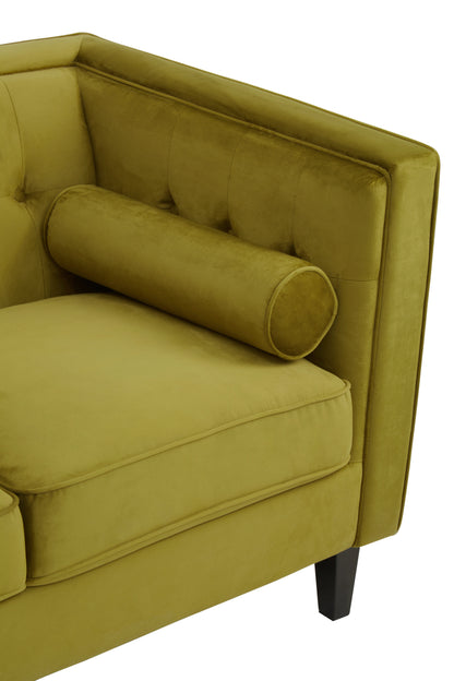 Ardela & Co Hestia Three Seat Olive Velvet Sofa