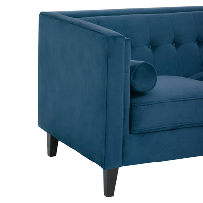 Ardela & Co Hestia Three Seat Blue Velvet Sofa