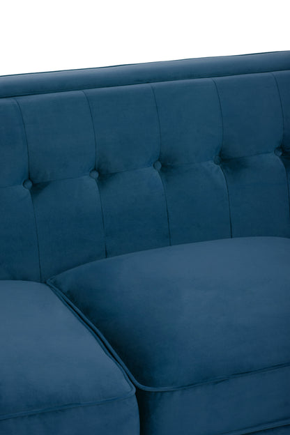 Ardela & Co Hestia Three Seat Blue Velvet Sofa