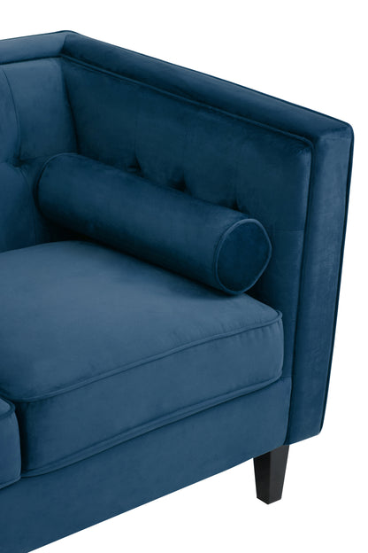Ardela & Co Hestia Three Seat Blue Velvet Sofa