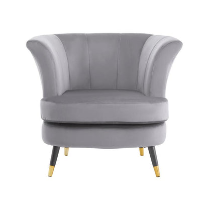 Ardela & Co Lissette Grey Velvet Curved Chair