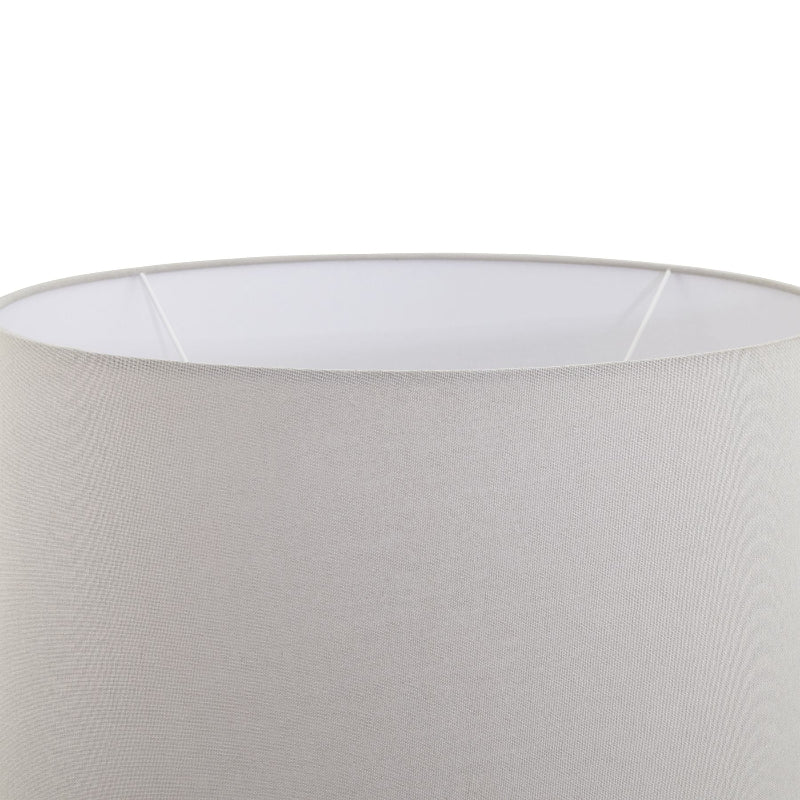 Close-up of a gray lampshade with a white interior on a white background
