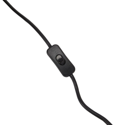 Black cable with a switch on a white background