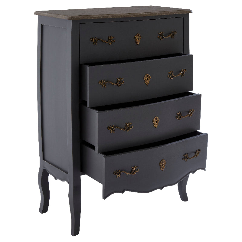 Ardela & Co Lurette Four Drawer Dark Grey Chest