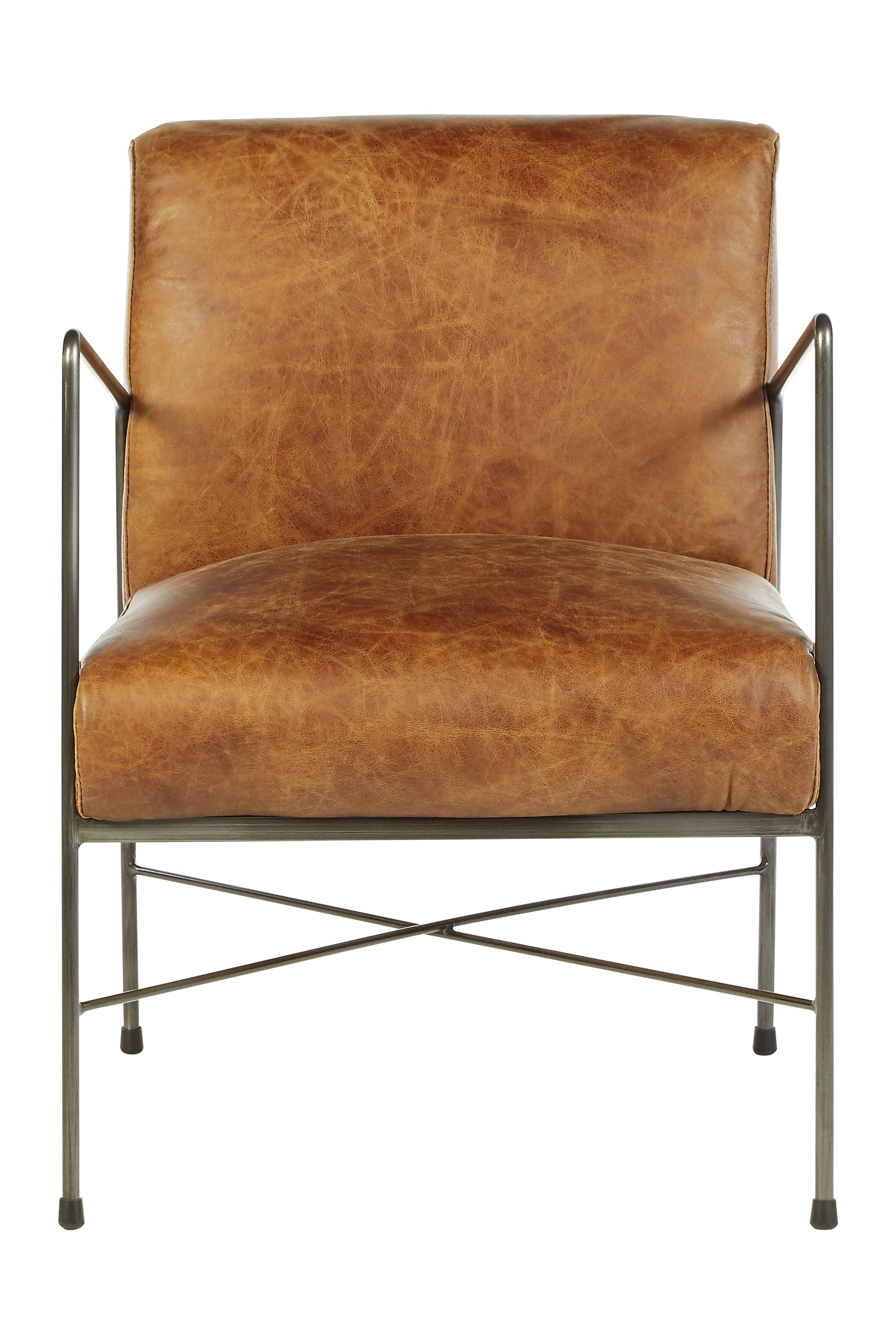 Ardela & Co Horton Genuine Leather and Iron Lounge Chair