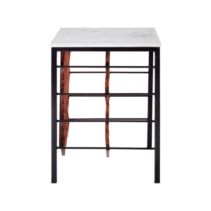 Ardela & Co Temra White Marble And Iron Wine Rack Table