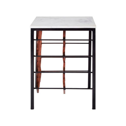 Ardela & Co Temra White Marble And Iron Wine Rack Table