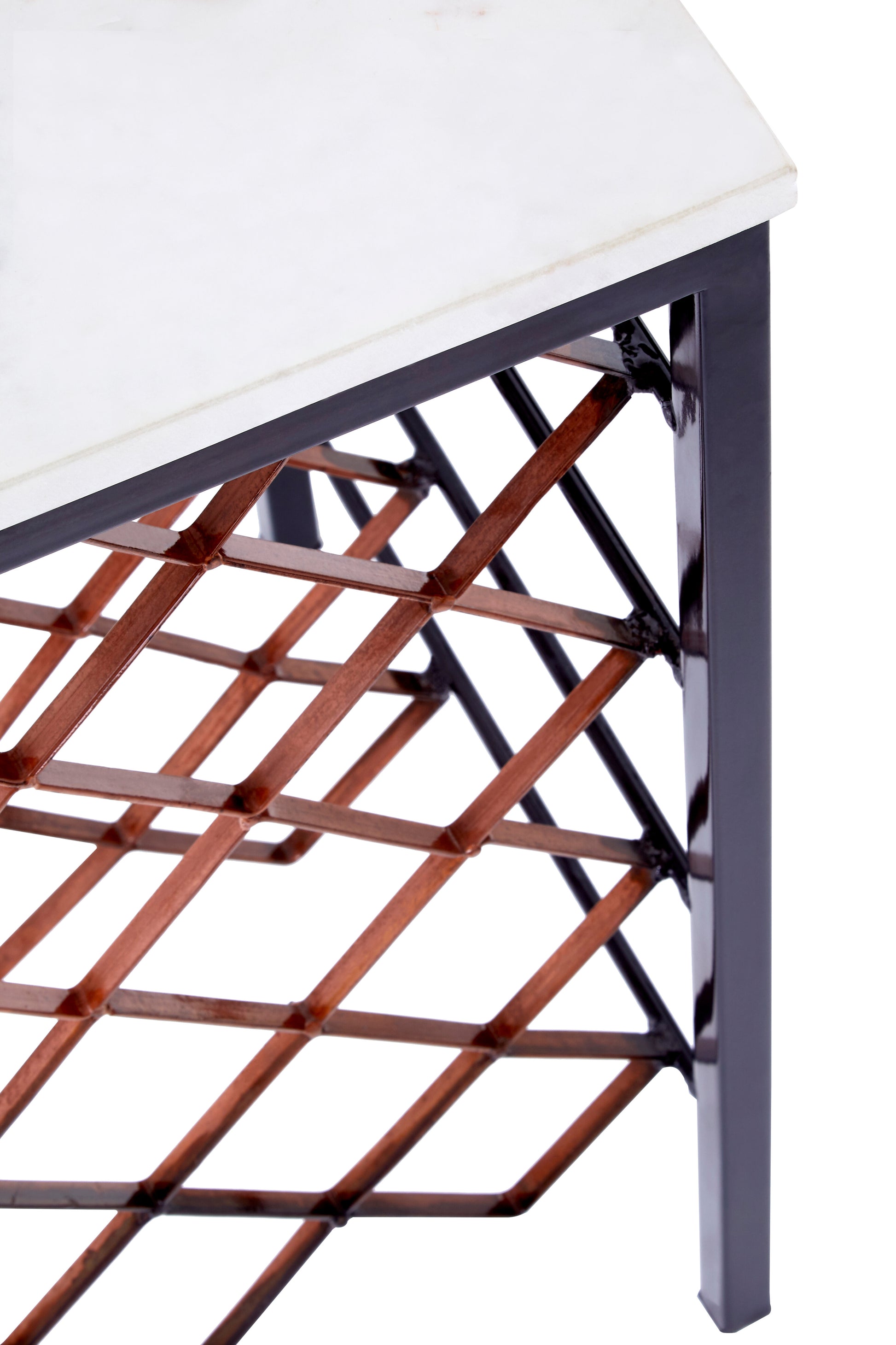 Ardela & Co Temra White Marble And Iron Wine Rack Table