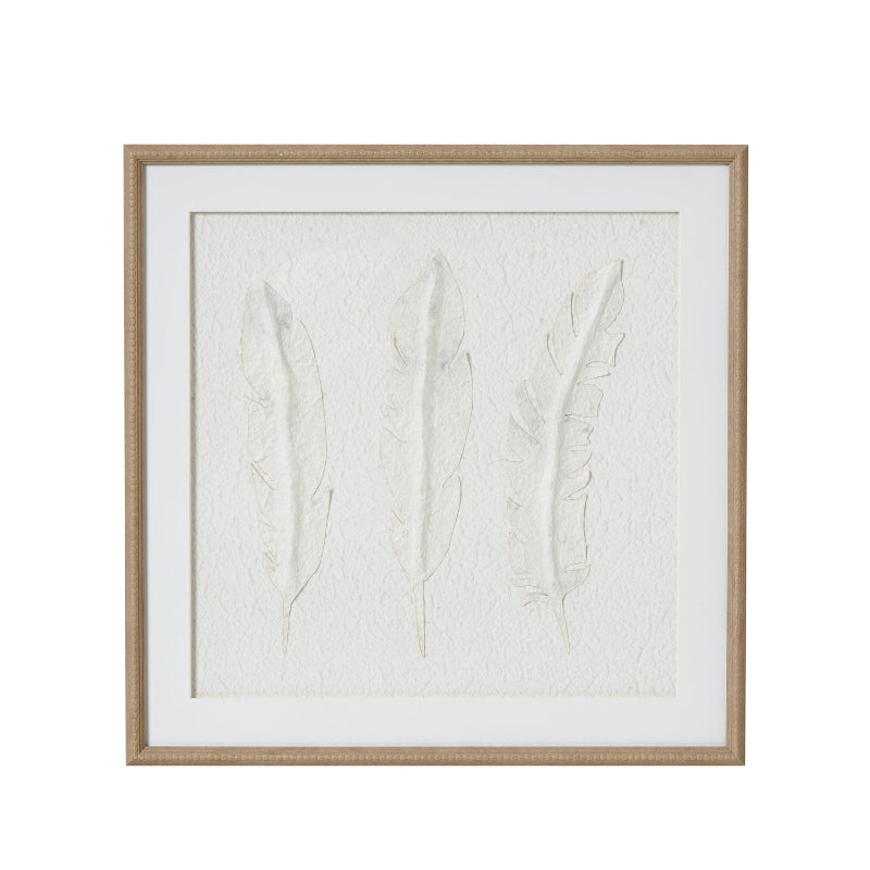 Hill Interiors Solli White Feathers Art Mounted In Beaded Frame