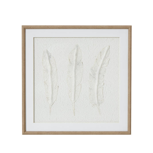 Hill Interiors Solli White Feathers Art Mounted In Beaded Frame