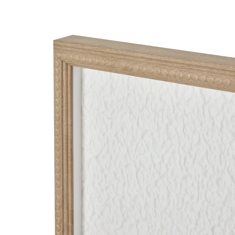 Wooden picture frame with a white textured background