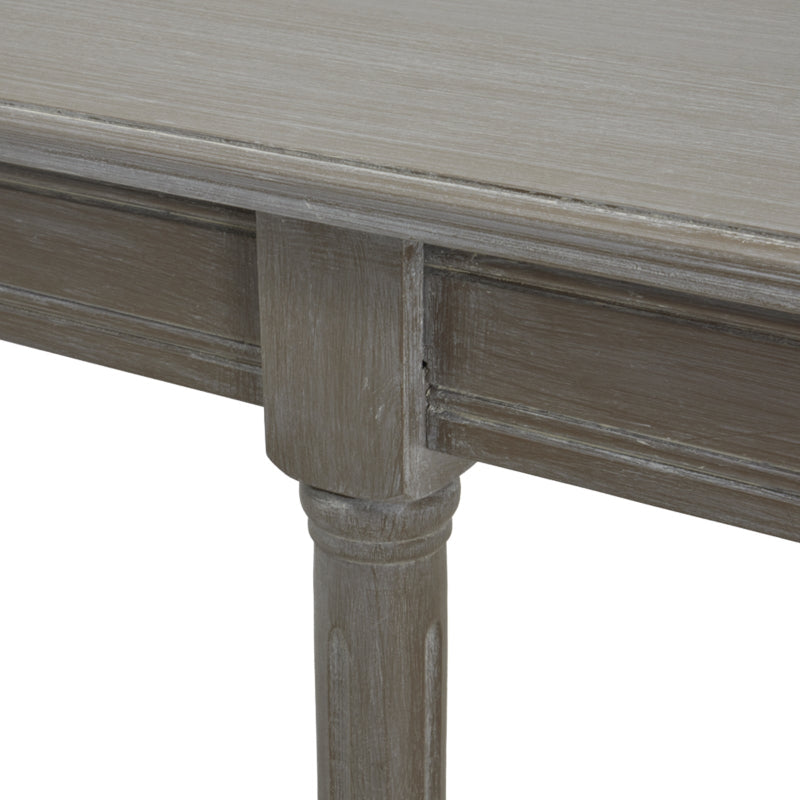 Close-up of a wooden table with a light brown finish on a white background