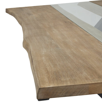 Wooden table with a glass top on a white background
