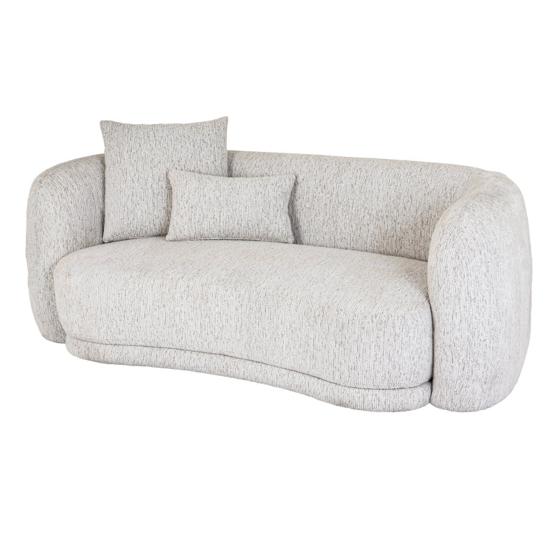 Neutral sofa with two cushions on a white background