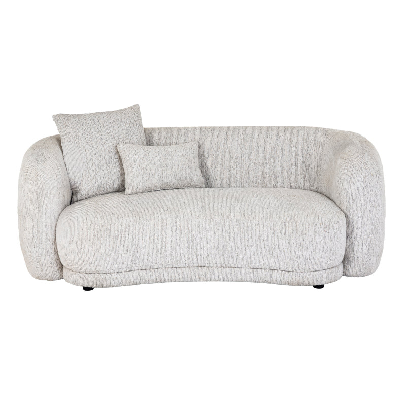 Neutral sofa with two cushions on a white background