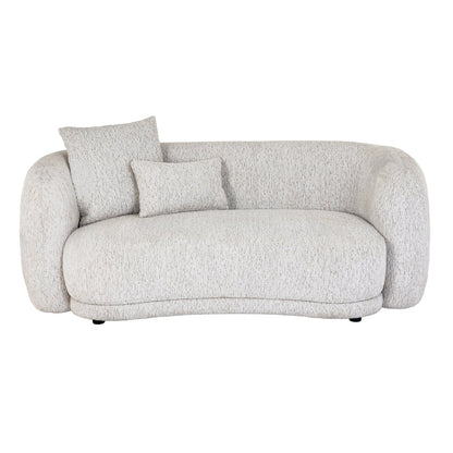 Neutral sofa with two cushions on a white background