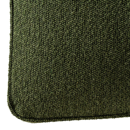 Close-up of a green textured bar stool corner on a white background