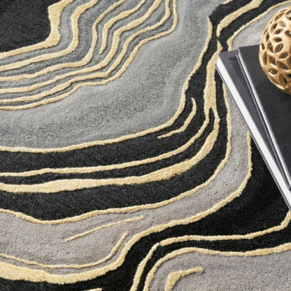 Nourison Prismatic Charcoal Marble Rug - Charcoal Grey