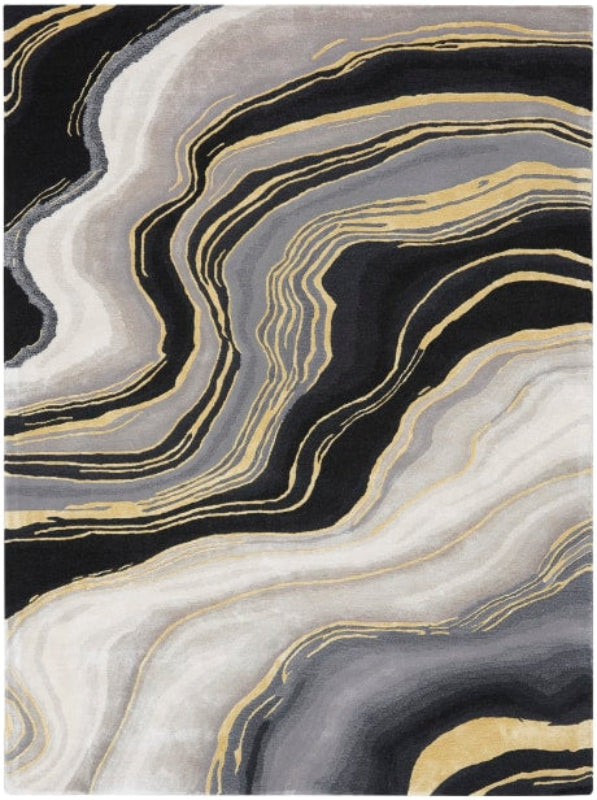 Nourison Prismatic Charcoal Marble Rug - Charcoal Grey