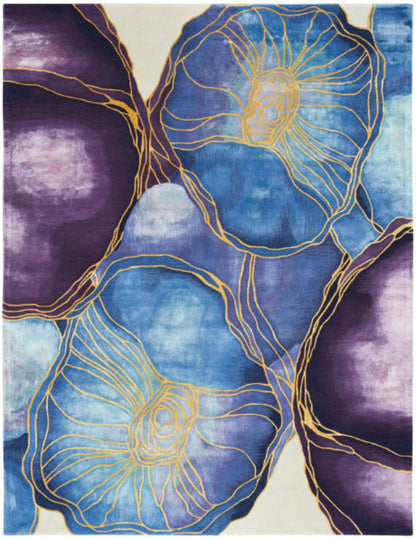 Nourison Prismatic Blue & Gold Floral Rug