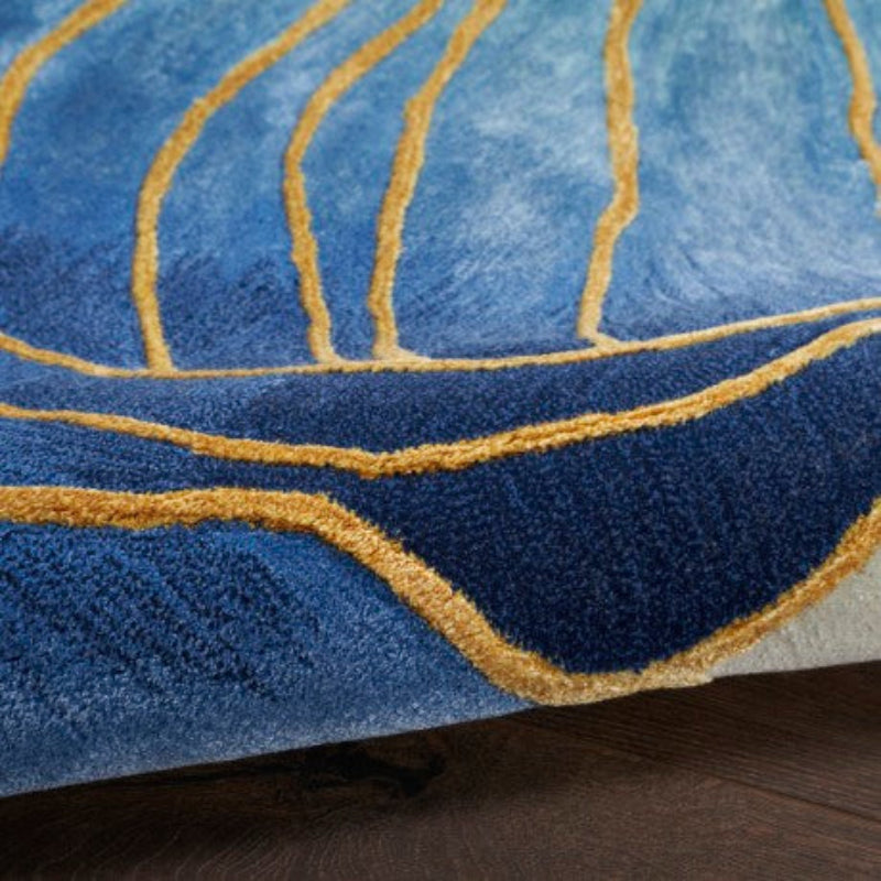 Nourison Prismatic Blue & Gold Floral Rug