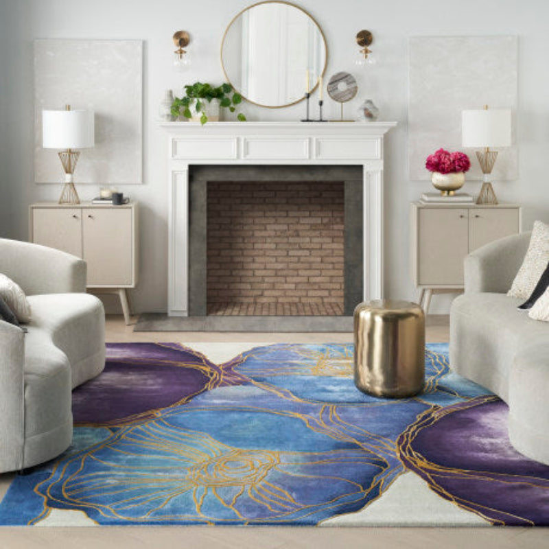 Nourison Prismatic Blue & Gold Floral Rug