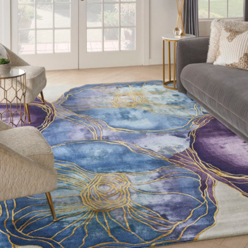 Nourison Prismatic Blue & Gold Floral Rug