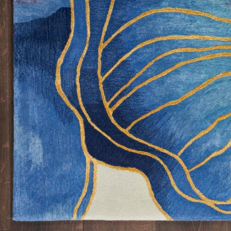 Nourison Prismatic Blue & Gold Floral Rug