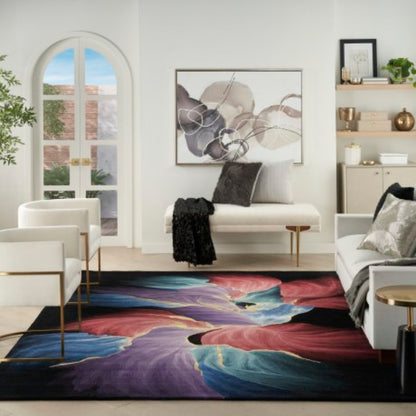 Nourison Prismatic Sunset Bloom Rug - Black