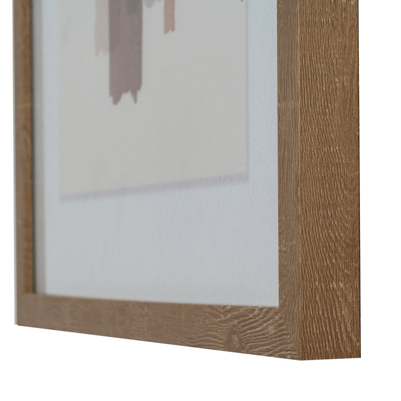 Wooden picture frame with a white mat and clear glass on a white background