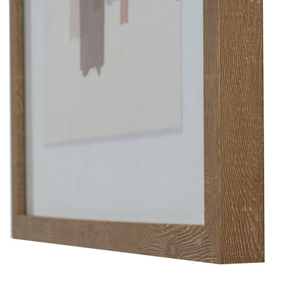 Wooden picture frame with a white mat and clear glass on a white background