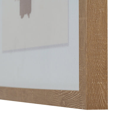 Close-up of a wooden picture frame corner on a white background