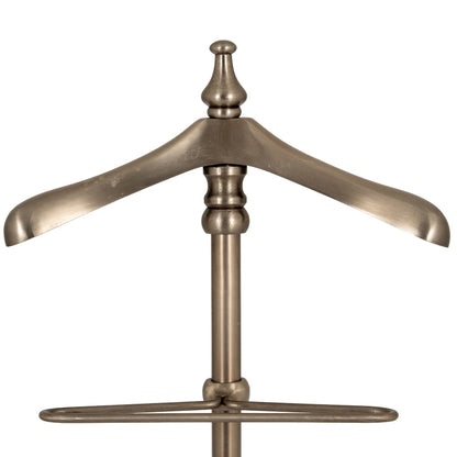 Bronze-colored coat hanger on a white background