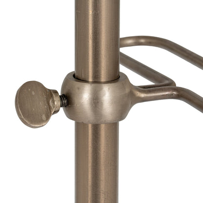 Close-up of a metallic stand with a knob on a white background