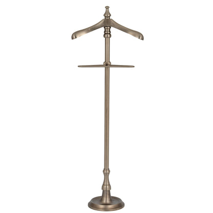 Bronze-colored two-tiered stand on a white background