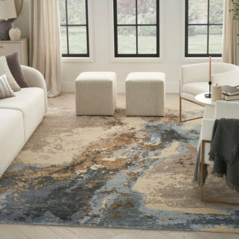 Nourison Silk Shadows Tonal Rug - Beige Blue