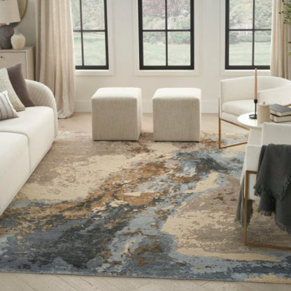 Nourison Silk Shadows Tonal Rug - Beige Blue