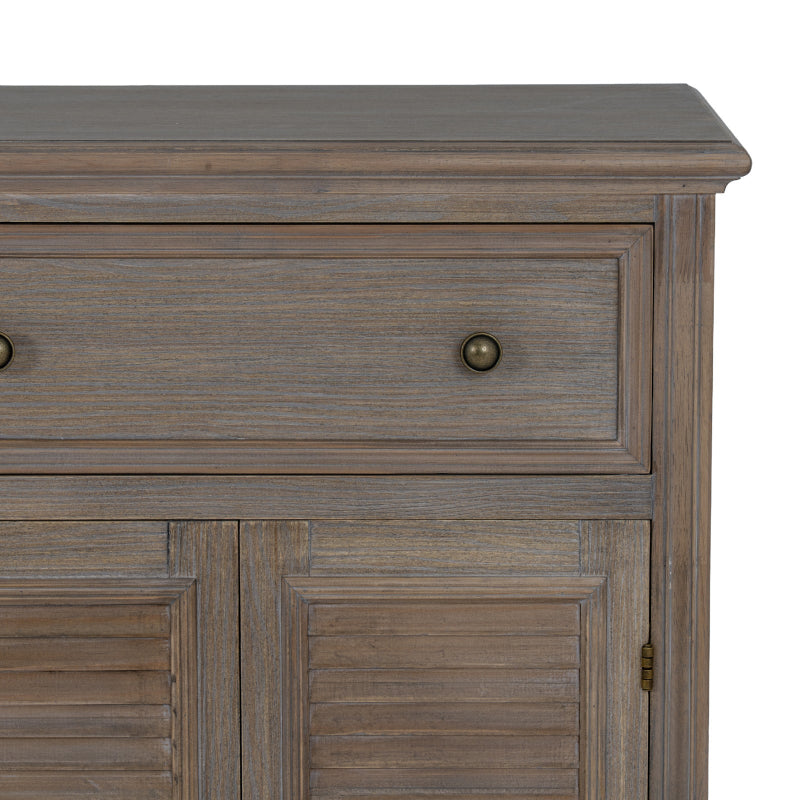 Wooden cabinet with a drawer and door on a white background
